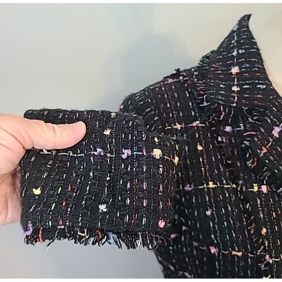 Carole Little Silk Blend Boucle Fringe Blazer Jacket Womens Petite S Career Vtg - Picture 7 of 13